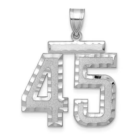 14k White Gold Varsity Collection Large D/C Pendant Number 45